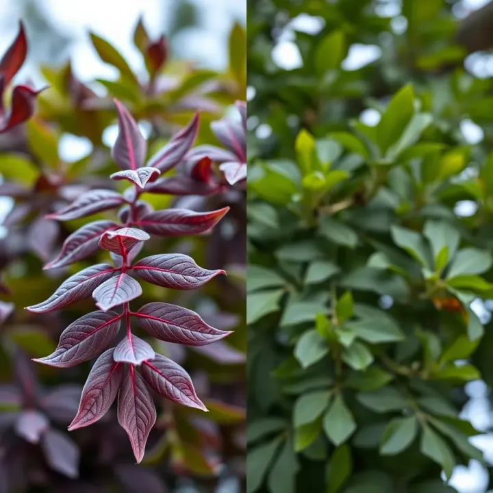 Comparison of jacaranda tree leaves and native Nigerian tree foliage side by side