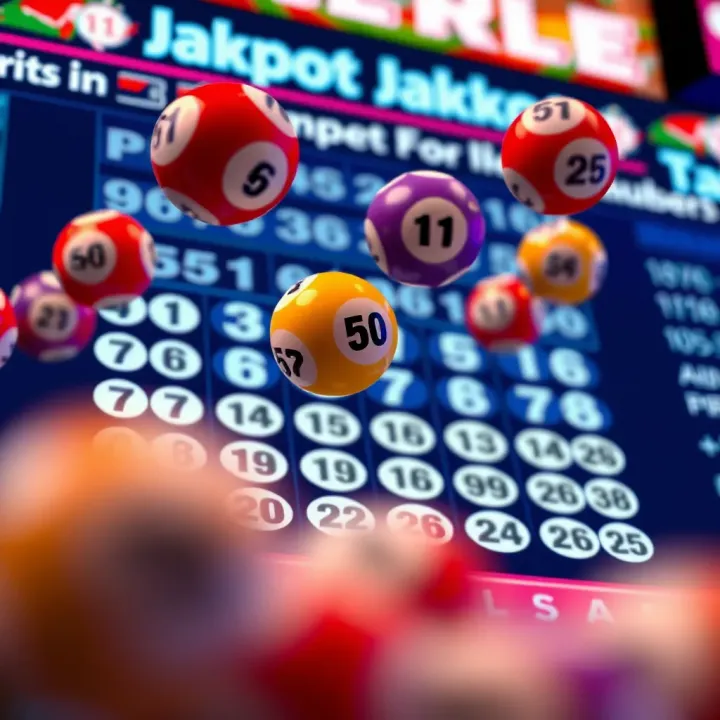 Colorful lottery balls with numbers floating above a digital lottery ticket interface