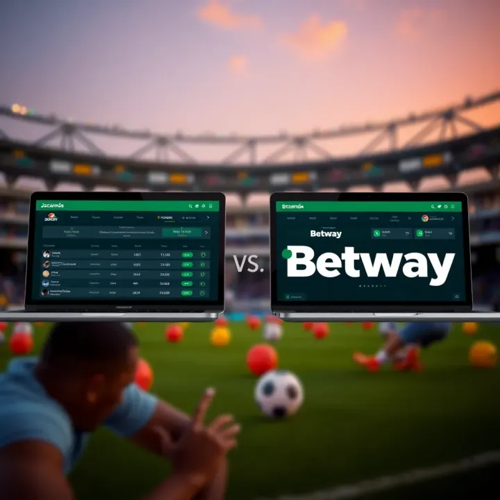 Comparison of Jacaranda and Betway betting platforms showing features and user ratings