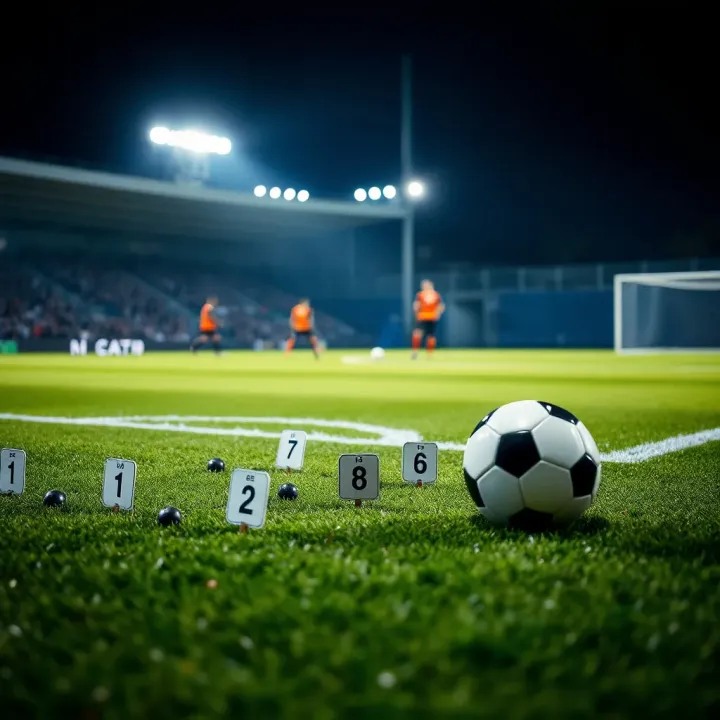 Football pitch with highlighted betting codes and strategic markers