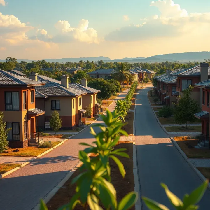 Overview of a vibrant urban neighborhood with new housing projects under Jacaranda Properties