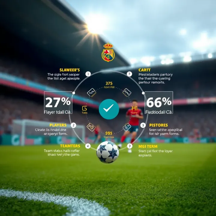 Graphic showing key factors impacting La Liga match predictions such as player stats and team form