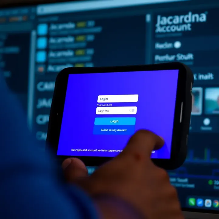 User interface showing Jacaranda account login screen on digital device