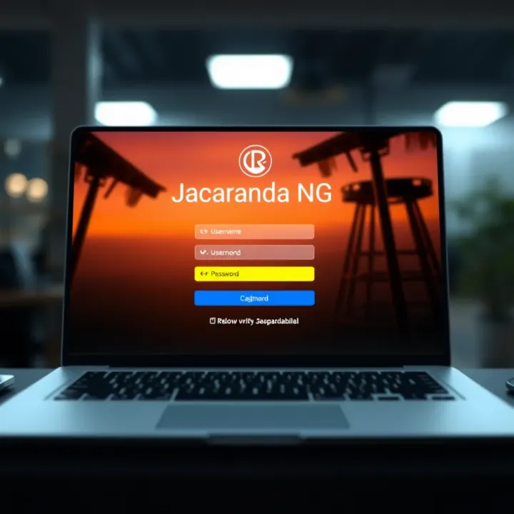 User interface showing Jacaranda NG login screen with username and password fields
