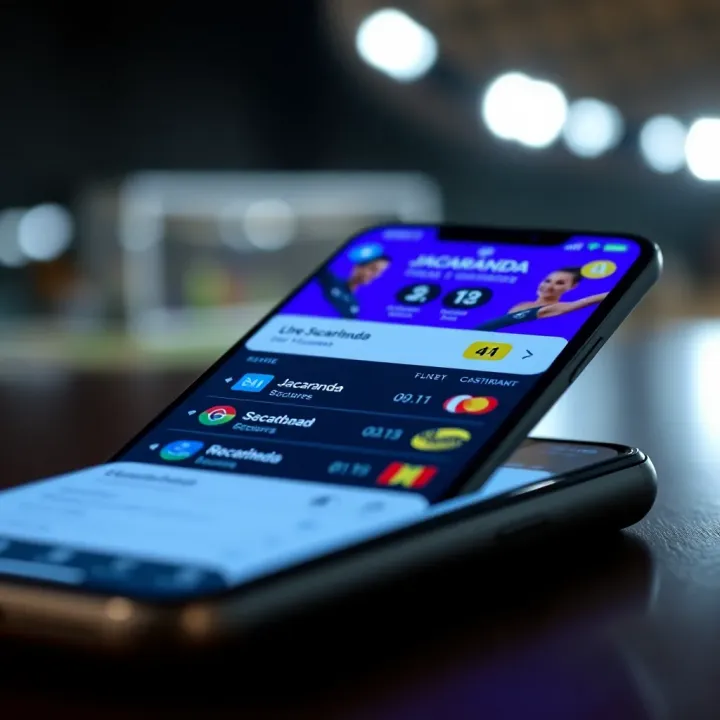 Mobile phone displaying live Jacaranda match scores with clear interface