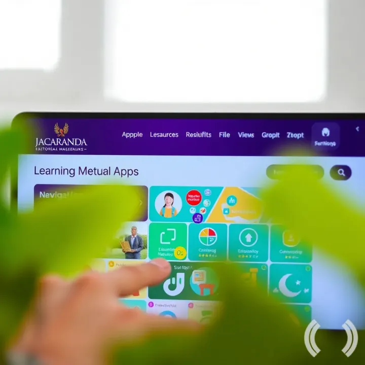 User interface of Jacaranda app showing educational resources and navigation options