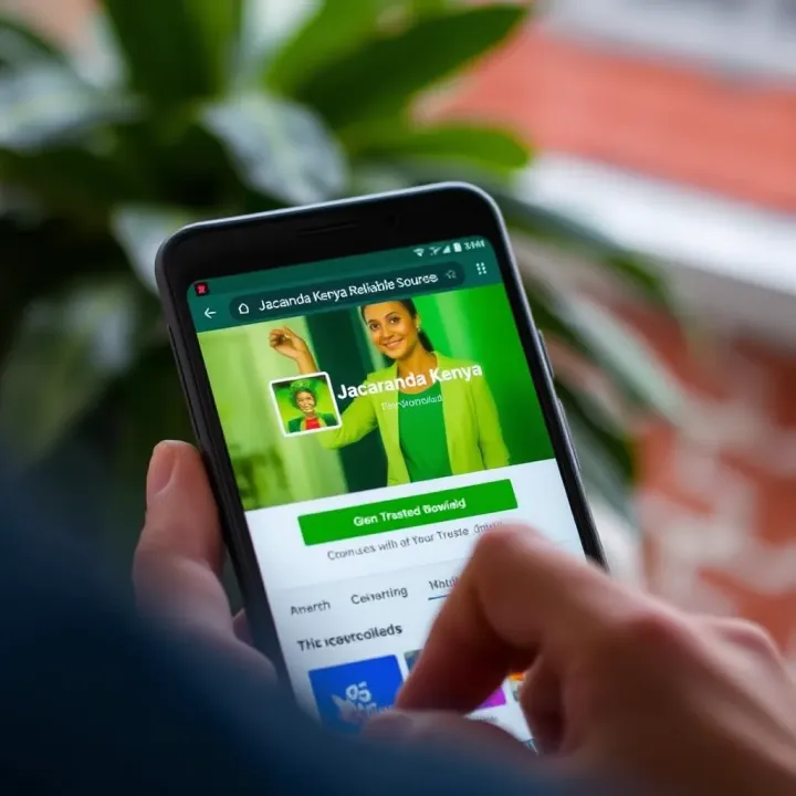Mobile device screen showing the Jacaranda Kenya app download page from a trusted website