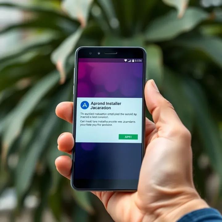Android smartphone screen showing Jacaranda app installation completion notification