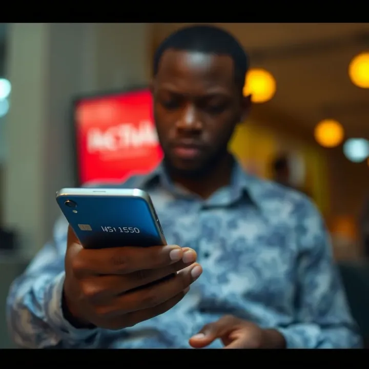 Using USSD Codes for Recharge on Jacaranda User entering USSD code on mobile device for electronic recharge in Nigeria
