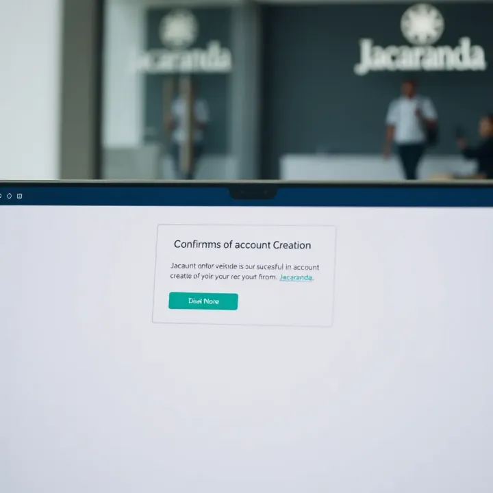 Notification confirming successful account creation on Jacaranda website