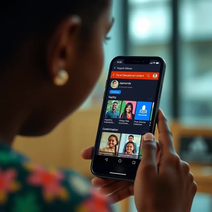 Display of Jacaranda app's educational content library with customization options