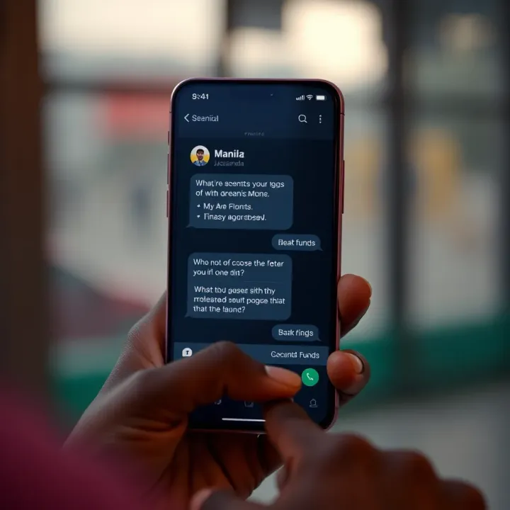 Mobile phone displaying an SMS conversation with Jacaranda digital bank for withdrawing funds