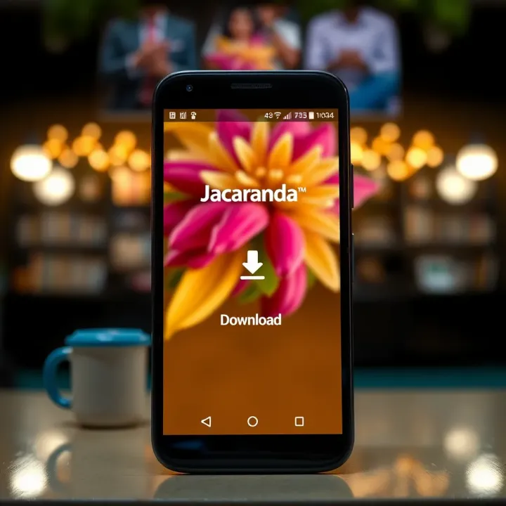 Jacaranda APK Download Interface for Nigerian Android Devices Android smartphone displaying Jacaranda app interface with download button