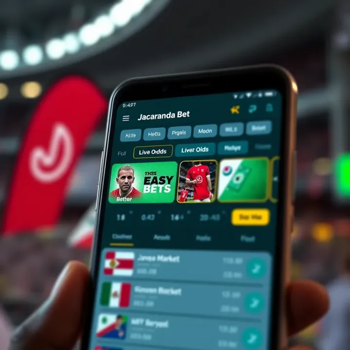 User interface of Jacaranda Bet app showcasing diverse betting markets and live odds