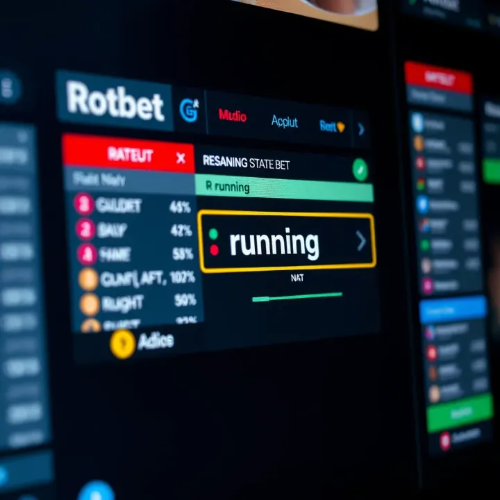Illustration showing a digital betting platform interface with a highlighted 'running' status on a bet