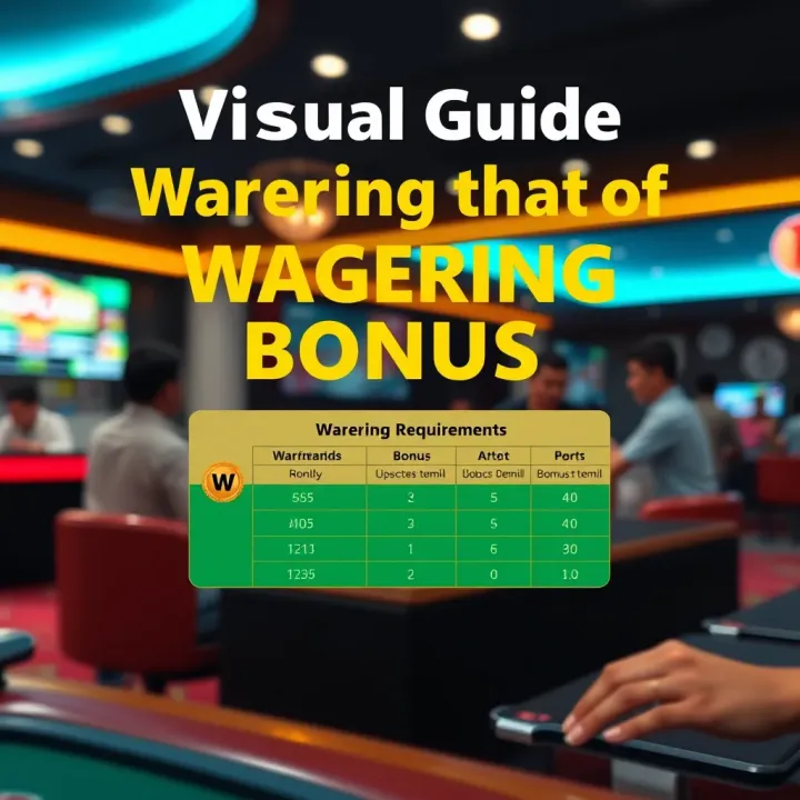 Graphic representation of wagering requirements and bonus terms for online casino players