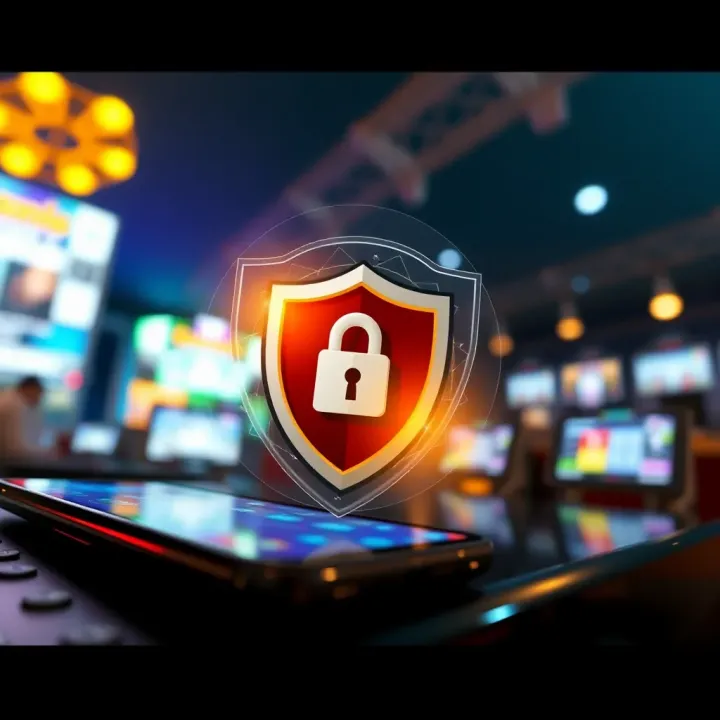 Secure mobile gaming environment with digital shield symbolizing data protection in Nigeria