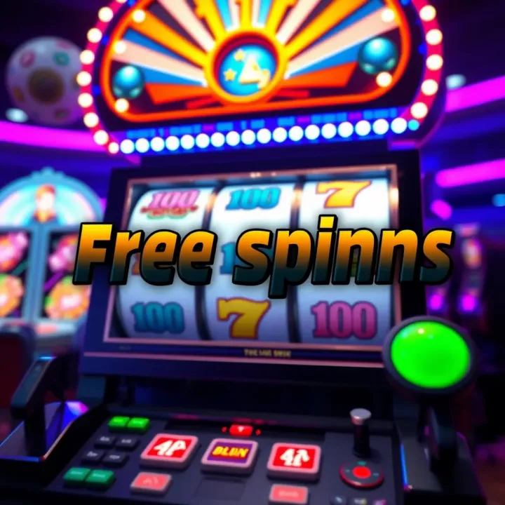 Bright casino slot machine illustrating free spins bonus with vibrant symbols and glowing lights