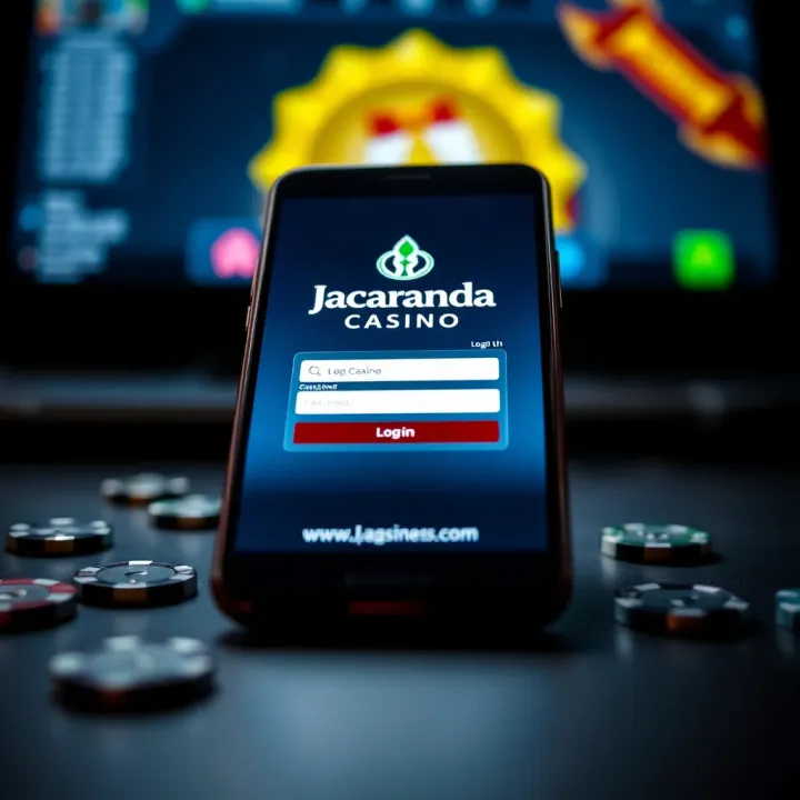 User interface displaying Jacaranda Casino login page on a mobile device with Nigerian flag emblem
