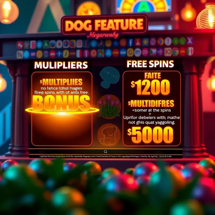 Bonus Features and Free Spins in Jacaranda Dog House Megaways Illustration of bonus round features highlighting multipliers and free spins in Jacaranda Dog House Megaways