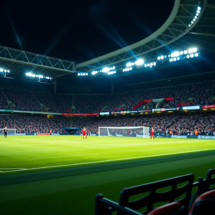 Premier League Matchday Atmosphere and Key Fixtures Football stadium illuminated for an evening English Premier League game