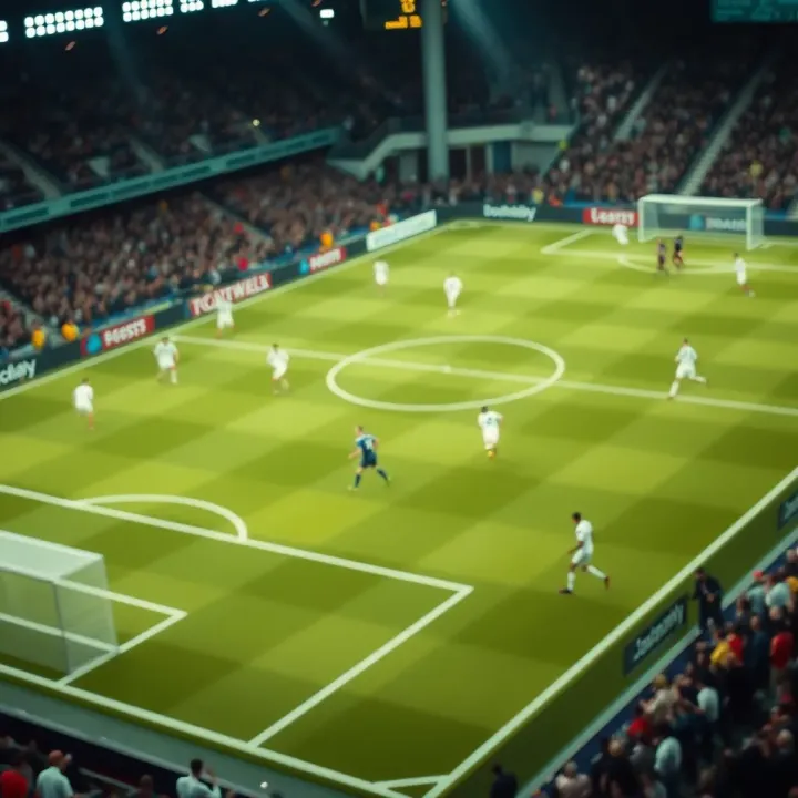 Strategic Match Tactics and Player Positioning A tactical football pitch showing player positions and strategic moves during an English Premier League match