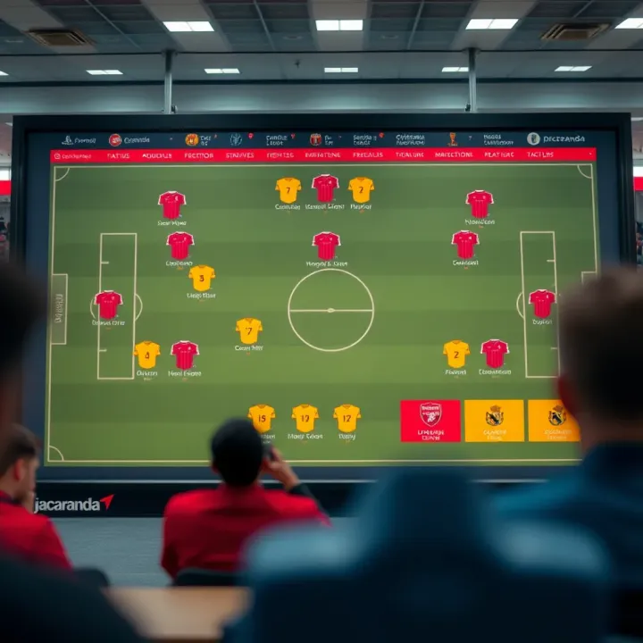 Tactical board displaying strategies and formations for upcoming Europa League games