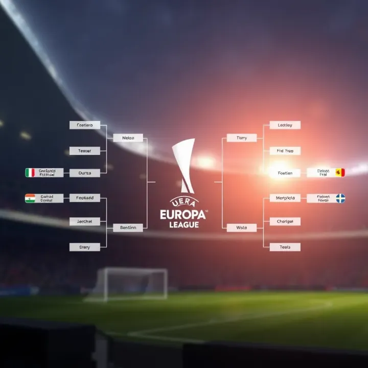 Detailed Europa League tournament bracket showing teams and match progression