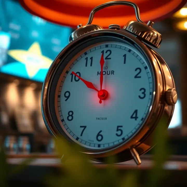 Clock highlighting a specific period to indicate the happy hour bonus timing