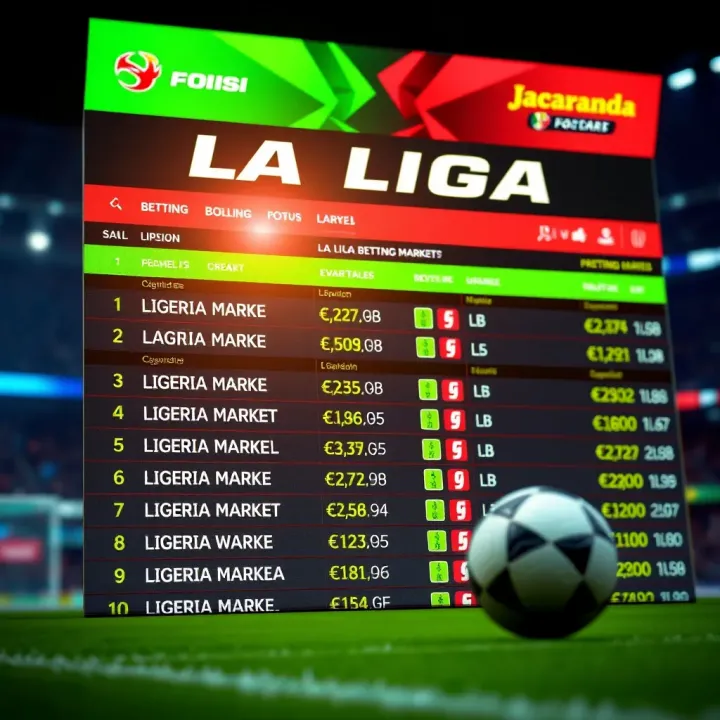 A vibrant digital interface displaying La Liga football betting markets with Nigerian currency symbols