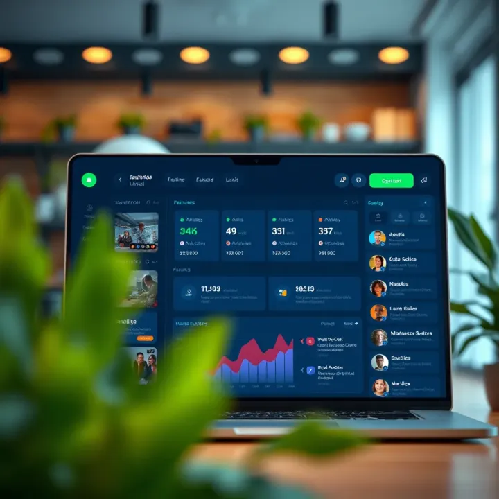 Dashboard displaying analytics and features of a live chat tool for business growth