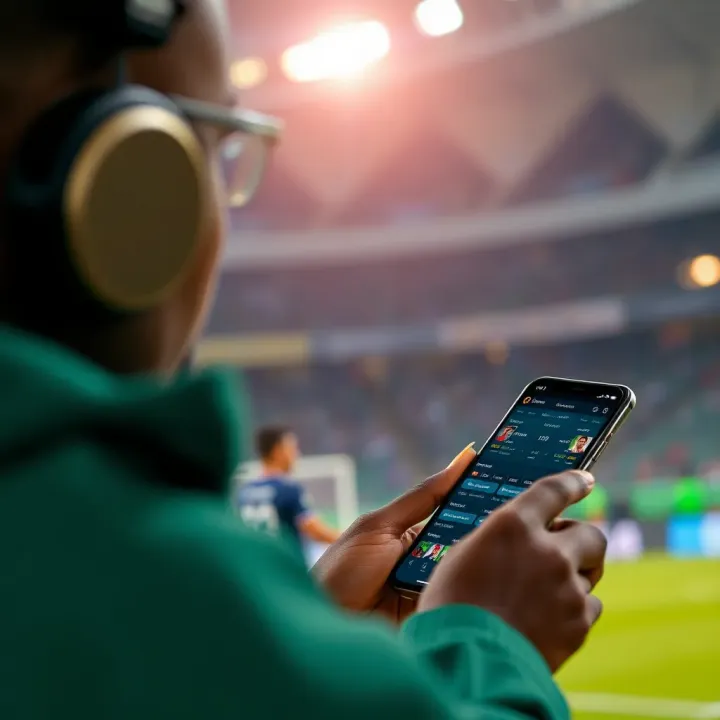 User interacting with a sports app featuring real-time match statistics and updates