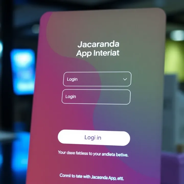 User interface showcasing the Jacaranda app login screen with input fields and login button