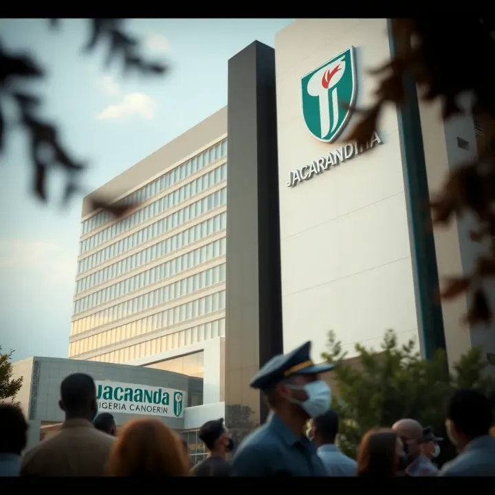 Corporate building with Jacaranda Nigeria logo symbolizing company headquarters and ownership