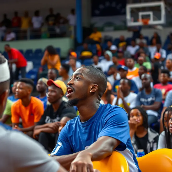 Engaged audience following a basketball tournament with vibrant local support