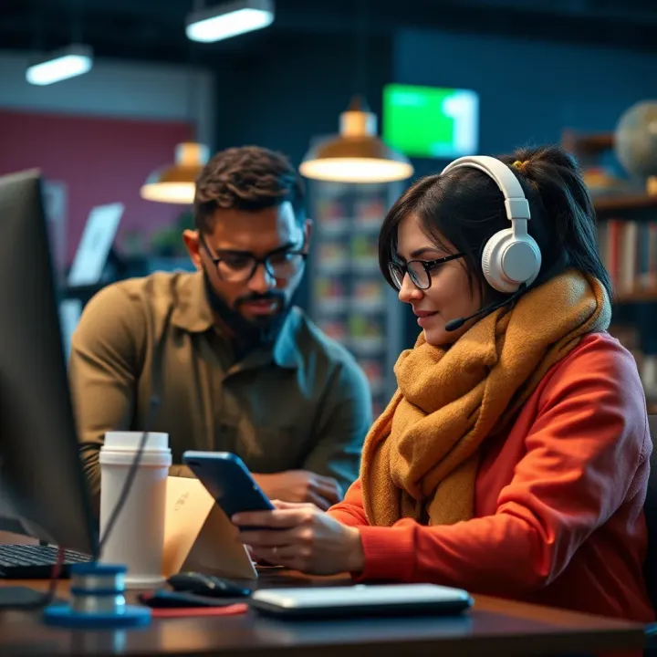 Customer service representative assisting a user with banking app issues