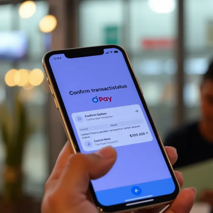 Mobile phone screen showing a successful transaction confirmation on OPay app
