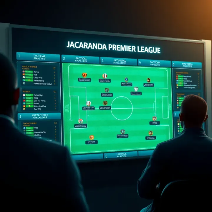 Tactical analysis board showing football strategies for upcoming Jacaranda Premier League games