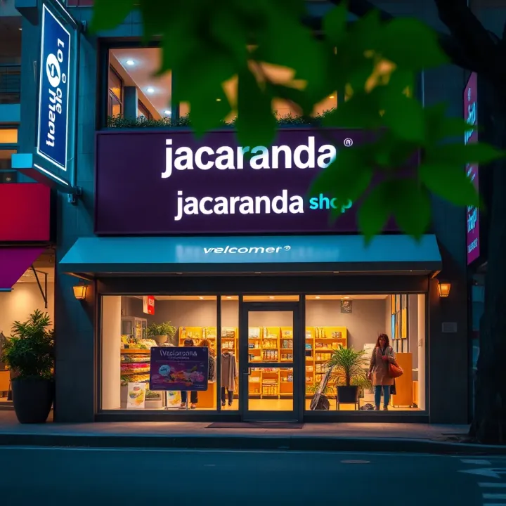 Exterior view of Jacaranda Shop retail building with welcoming entrance and signage