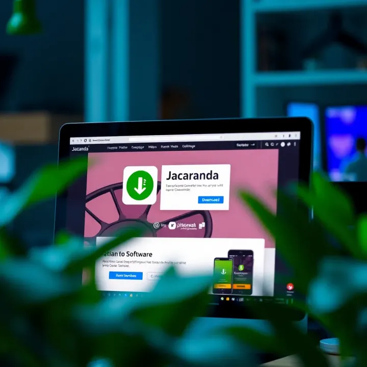 Computer screen displaying Jacaranda software download page from official website