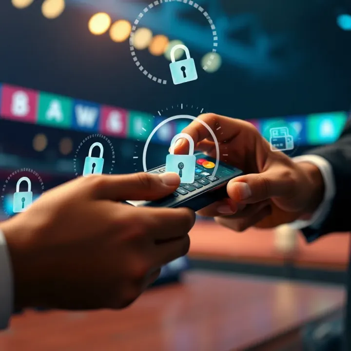 Secure online payment transaction for sports betting with digital security icons