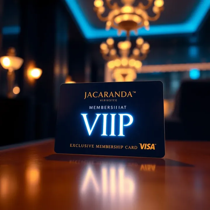 Jacaranda VIP Program Exclusive Membership Card Luxurious membership card glowing under soft lighting symbolizing exclusive VIP status
