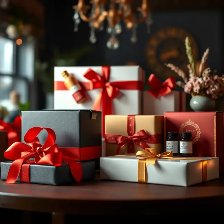 Premium Rewards and Benefits in Jacaranda VIP Program Collection of luxury gift boxes and rewards representing premium benefits for loyal customers