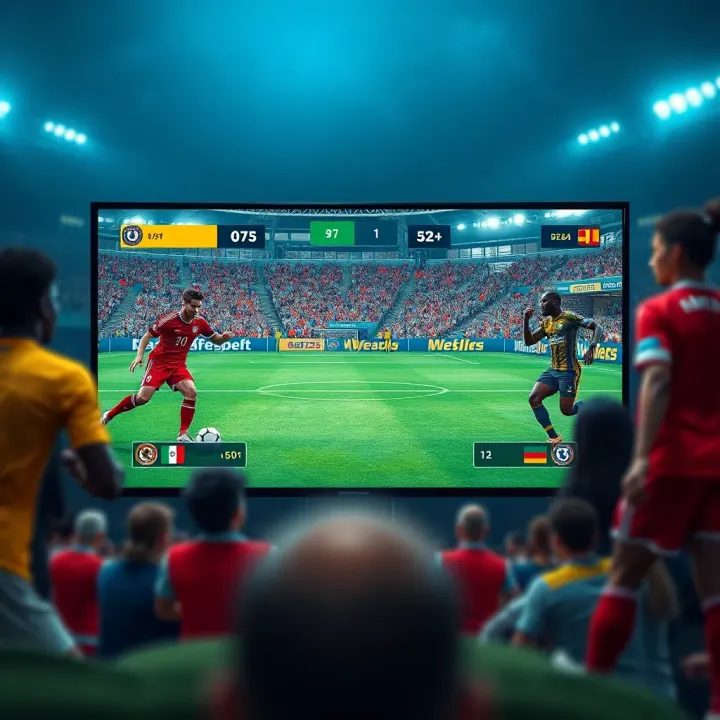 Virtual football tournament interface showcasing two teams competing in an online match
