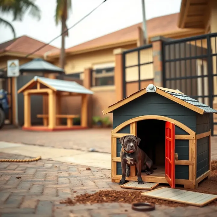 Comparison of Jacaranda dog house and a local Nigerian dog shelter highlighting size and build differences