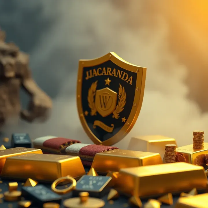 Conceptual representation of risk management with gold bars and protective shield