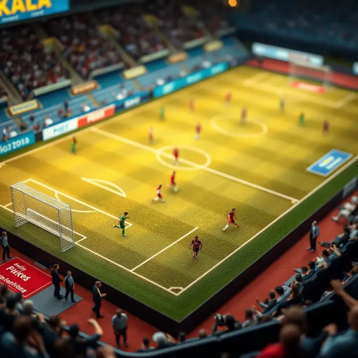 Detailed football pitch with strategic formations and player movements highlighted