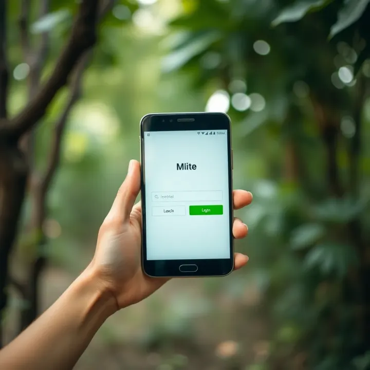 Mobile device displaying Mlite Jacaranda Old Mobile Login APK interface with clear login fields