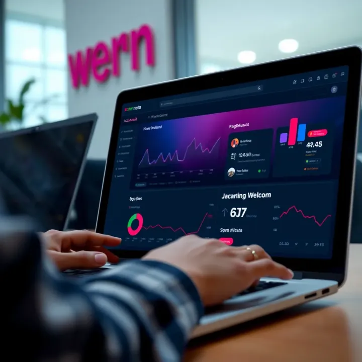 User exploring the main dashboard of the Jacaranda official website on a laptop