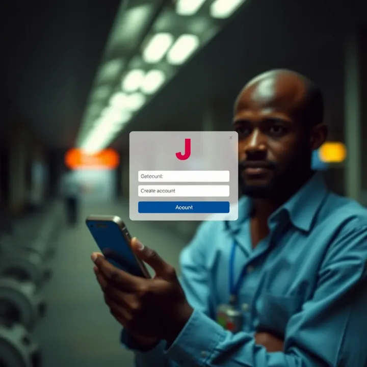 Registration form interface for creating account on Old Jacaranda Mobile platform